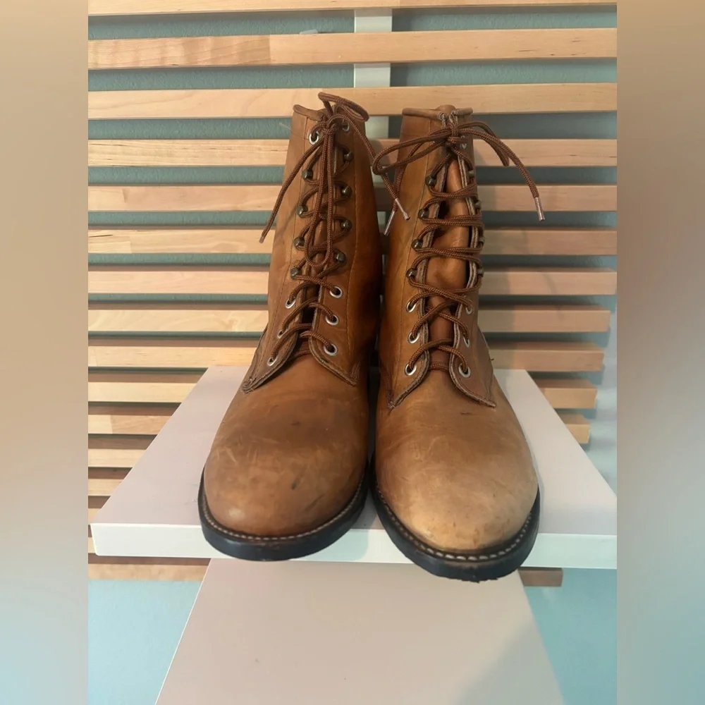 🔥NWOT Bilt Rite Brown Amber Brushed Men’s Leather Lace Up Combat Boots Size: 9.5